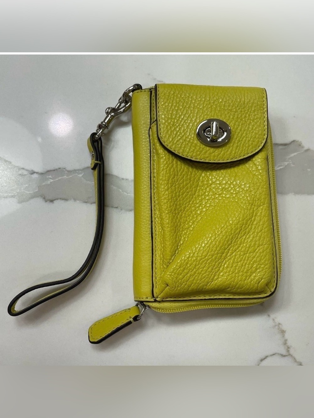 Coach Yellow Leather Wallet with Turnlock